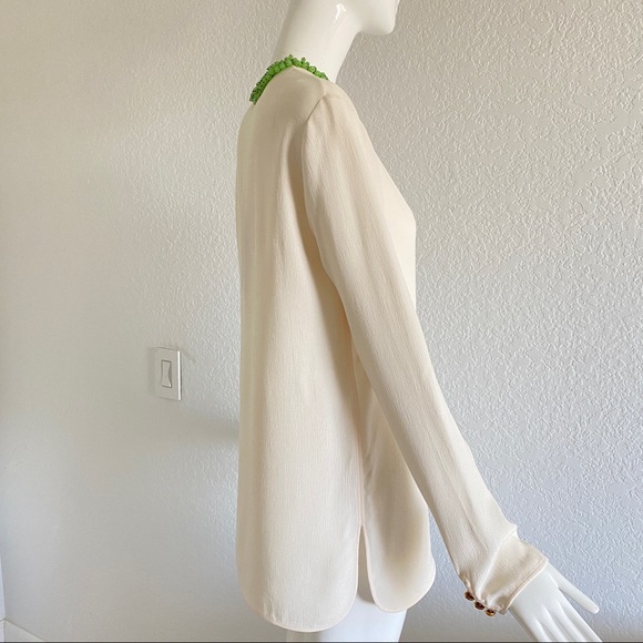 Gucci ivory embellished neckline silk blouse - Picture 5 of 11